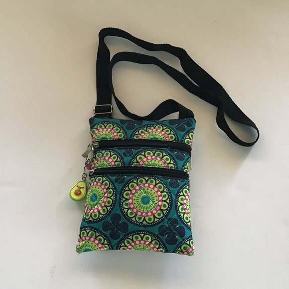 Handbags - 🐉2/$20 Blue/lime print, cross body quilted bag/purse